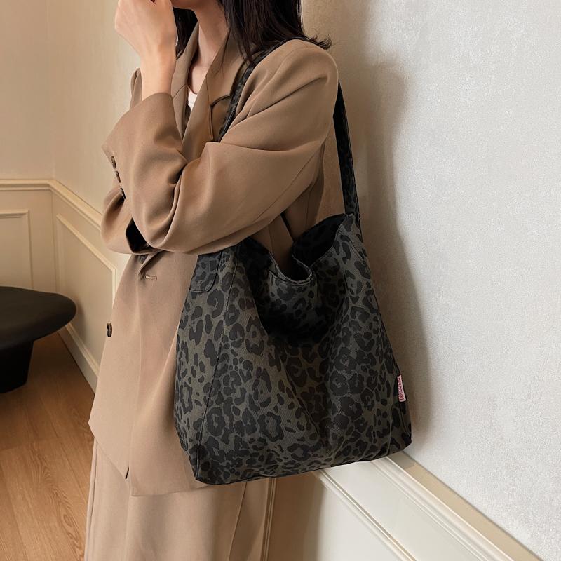Large Capacity Leopard Print Bag Shopping Bag Women's Shoulder Bag Tote Bag