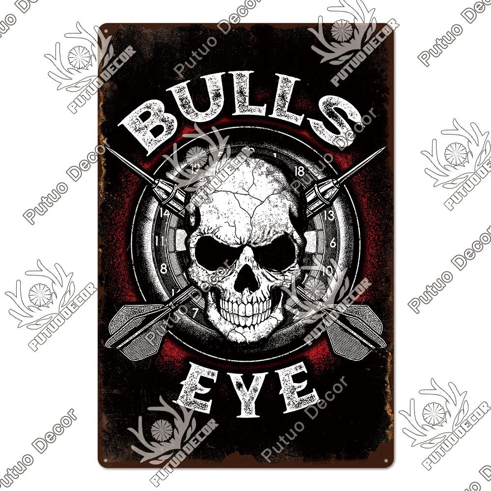Putuo Decor Vintage Tin Sign Darts Game Metal Plaque Retro Posters for Garage Man Cave Room Home Wall Art Decorations