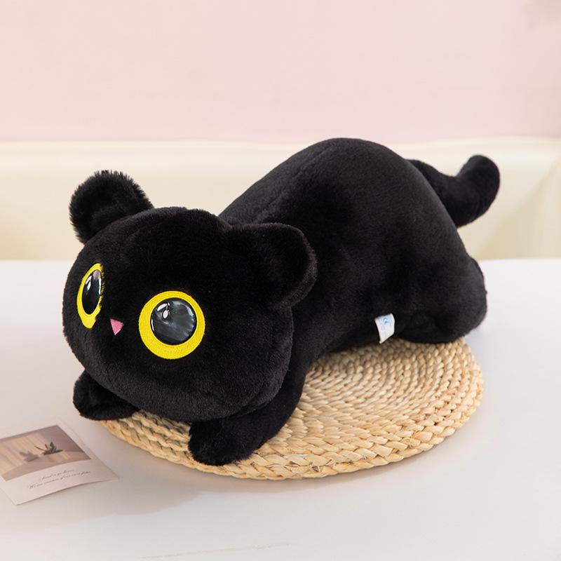 45cm kawaii Black Cat Plush Toy Doll Cute Big Cuddly Pillow Cushion Ins Black Cat Plush Toy Doll For Boy Girl Brithday Gifts