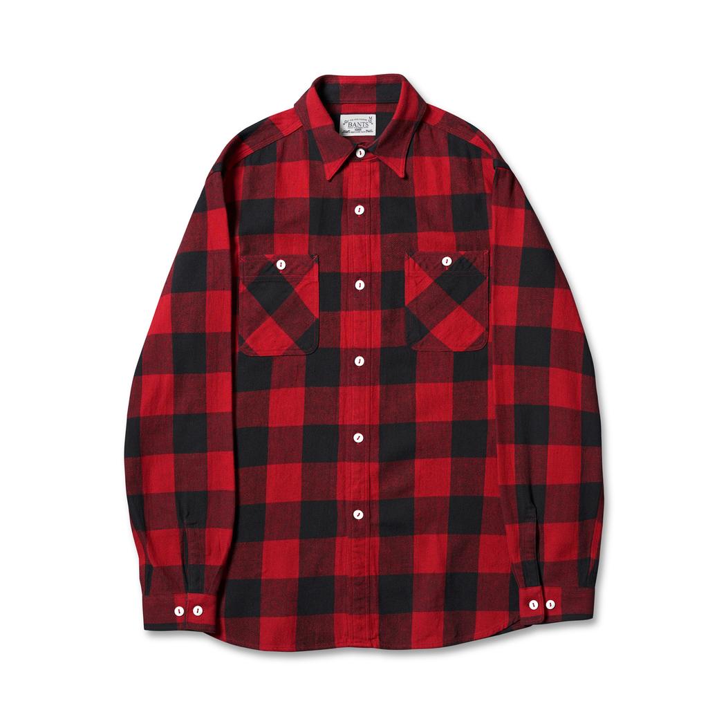 Bancheu Bgs Flannel Buffalo Check Cotton Work Shirt - Red