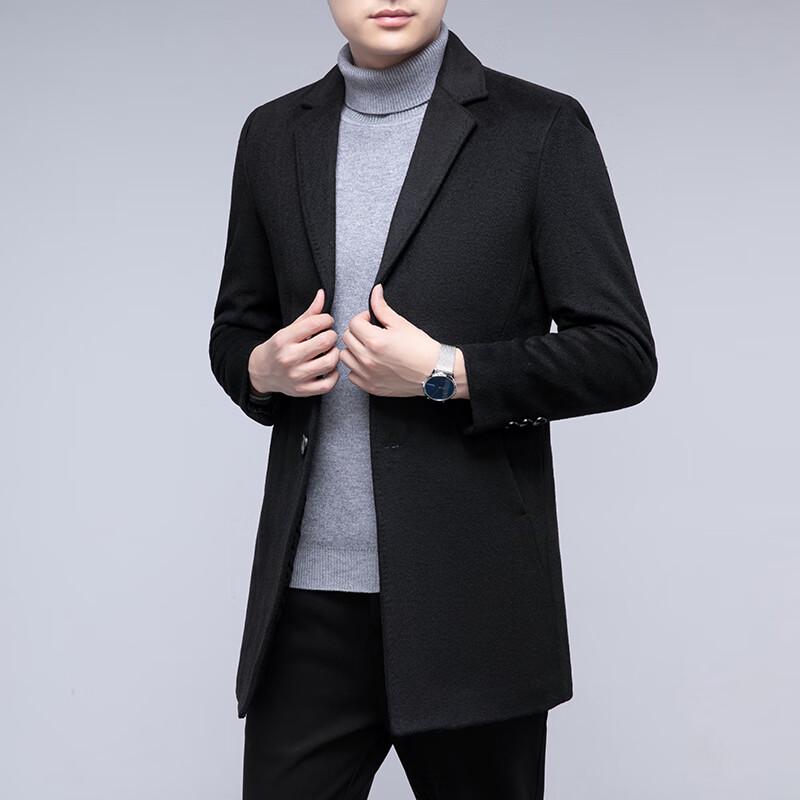 Firstview Men's Business Casual Mid-length Wool Overcoat