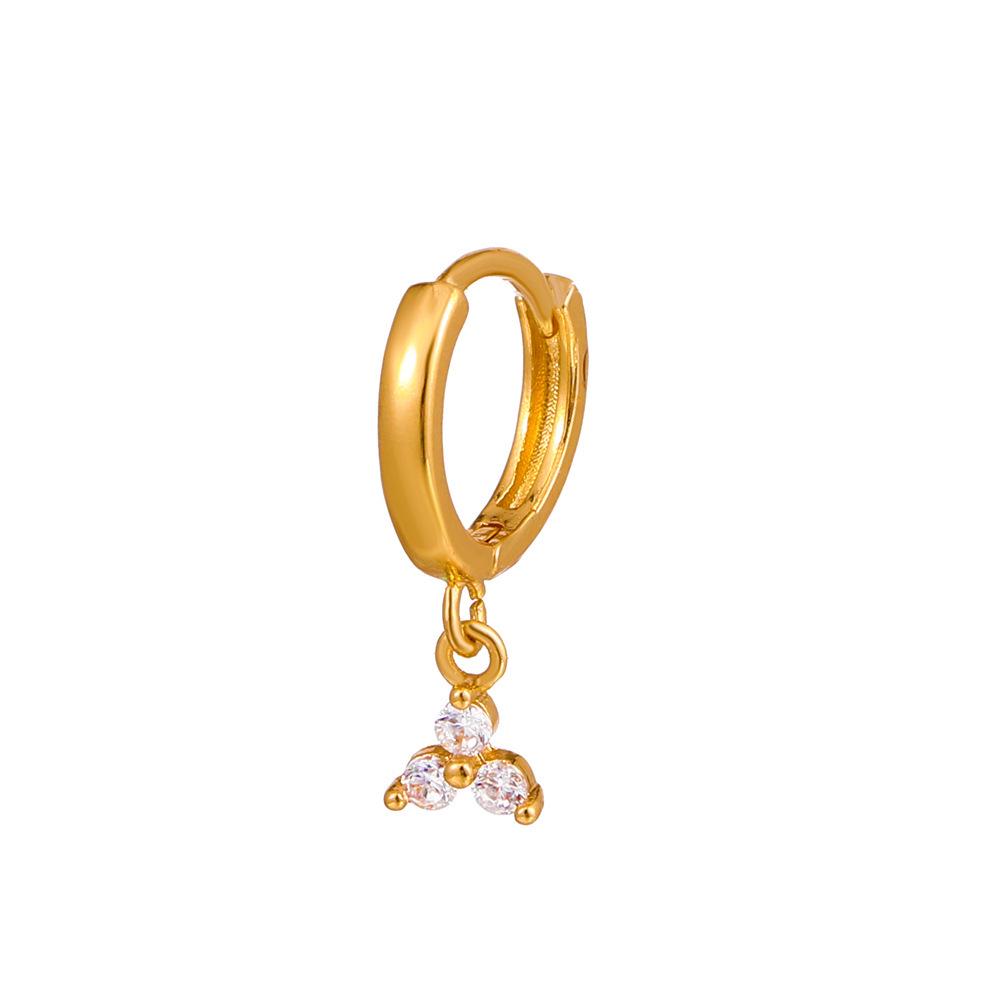 

European & American Minimalist Zircon Flower Earrings with Heart Ear Cuffs - Stylish Niche Design for Women