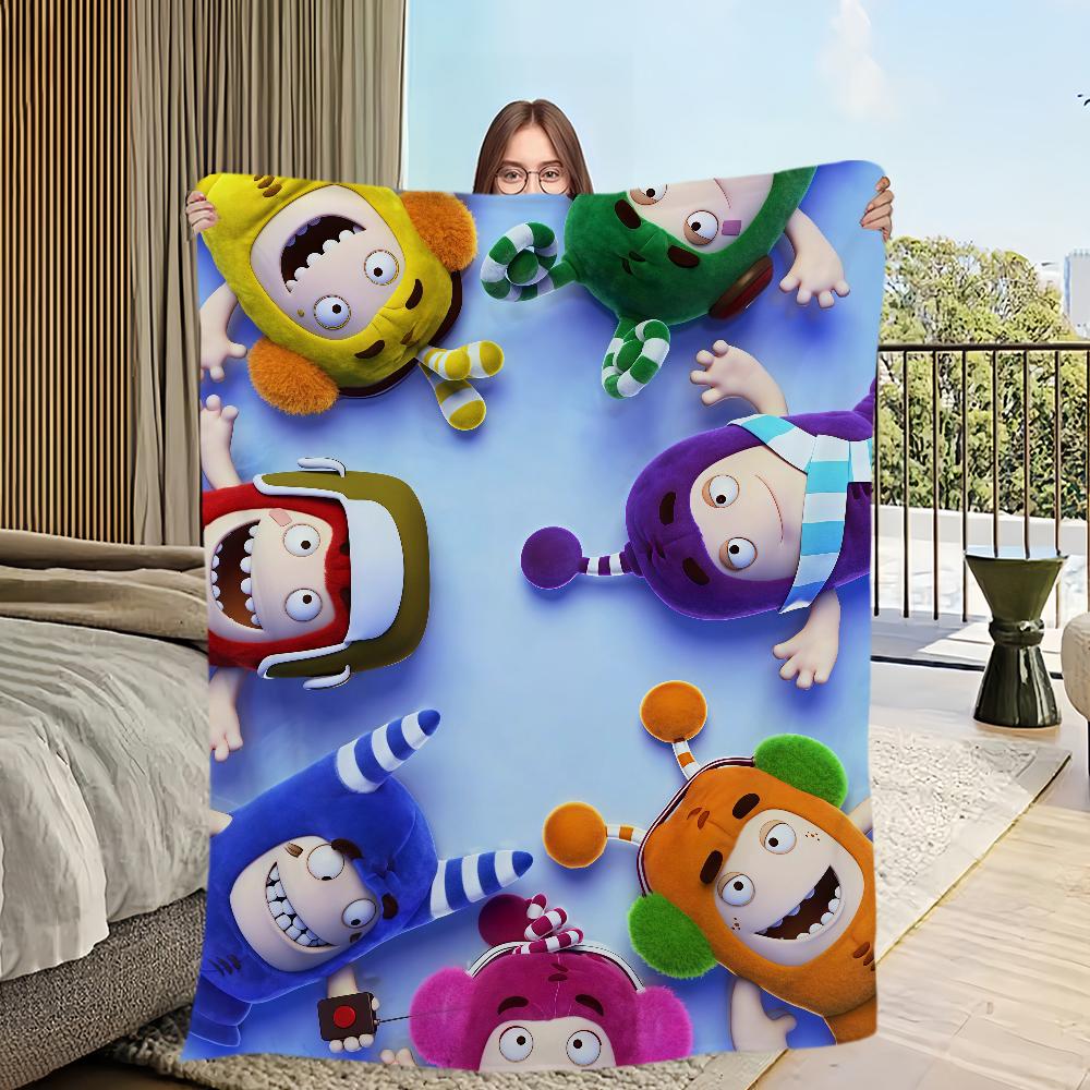 Cartoon Cute O-Oddbods-ES Blanket Flannel Warm Comfort Soft Plush Blanket For Picnic Beds Sofas Homes And Bedrooms
