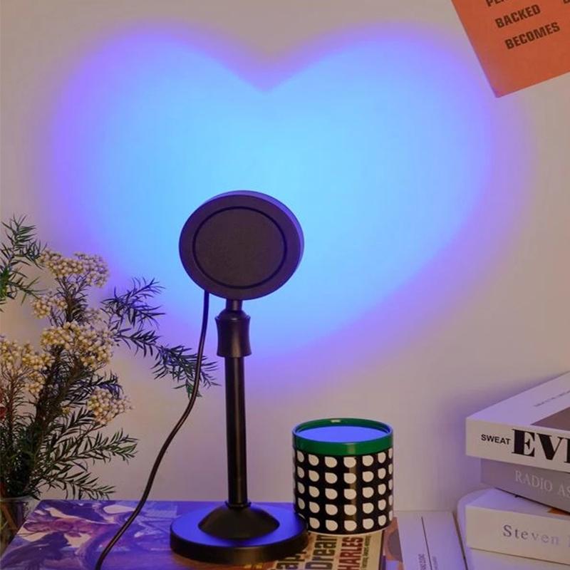 2025 Sunset Light Love Projection Night Light Sunset Projection LED Desk Lamp Bedroom Atmosphere Rainbow Light Decorative Light