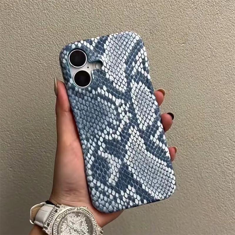 Husă de telefon elegantă din piele cu textură de șarpe pentru iPhone 16 15 14 13 Pro Max Capac spate moale din silicon