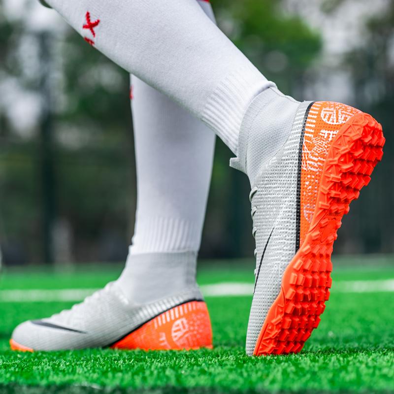 Professional Soccer Shoes TF Teenagers Durable Looking HighTops Training Shoes Adult Outdoors Non Slip Football Shoes