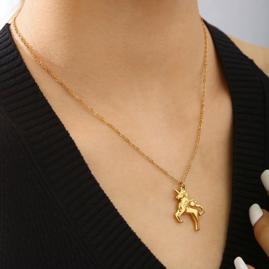 Stainless Steel Gold Unicorn Horse Necklace - Autumn/Winter Collection