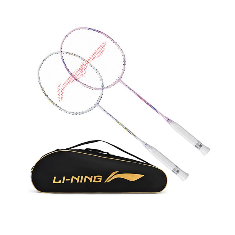 Li Ning Bazooka Full Carbon Badminton Rackets Speed Type Enhanced Swing Speed Advanced Level 5U White Pink AYPU091-55