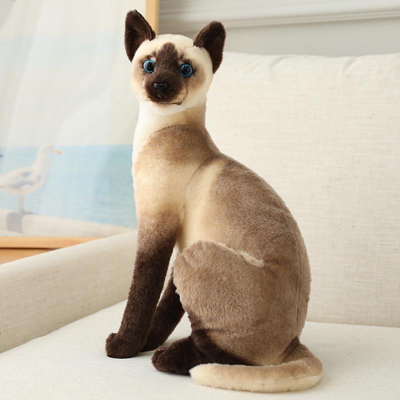 Realistic Plush Cat Figurine Toy