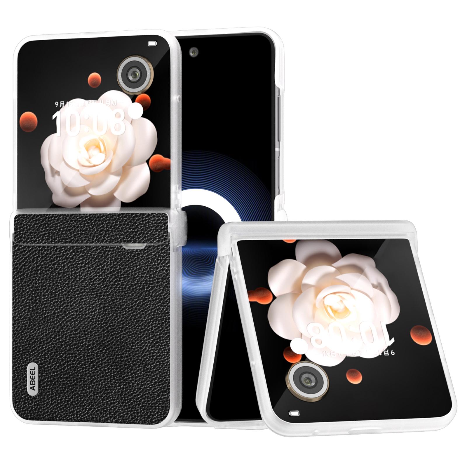 

For Honor Magic V Flip 5G Case Genuine Cow Leather Litchi Texture Back Cover Hinge Protection Black