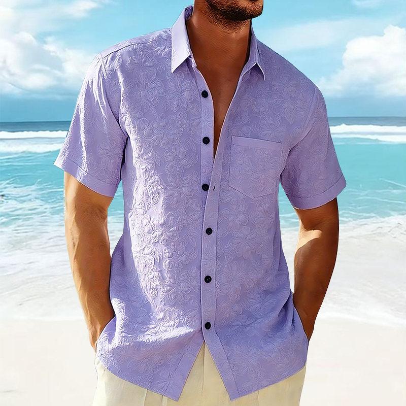 

Men s Summer Fashion Flower Short Sleeve Hawaiian Shirt Casual Solid Beach Holiday Shirts Stylish Printed Mens Clothing XXL фіолетовий