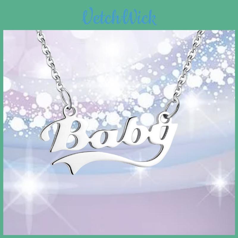 Elegant Stainless Steel Baby Letter Necklace Forever Love Gift For Valentine's Day