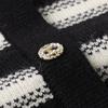 Autumn 2025 Wool Knitwear: Elegant Striped Lapel for Middle-Aged Women