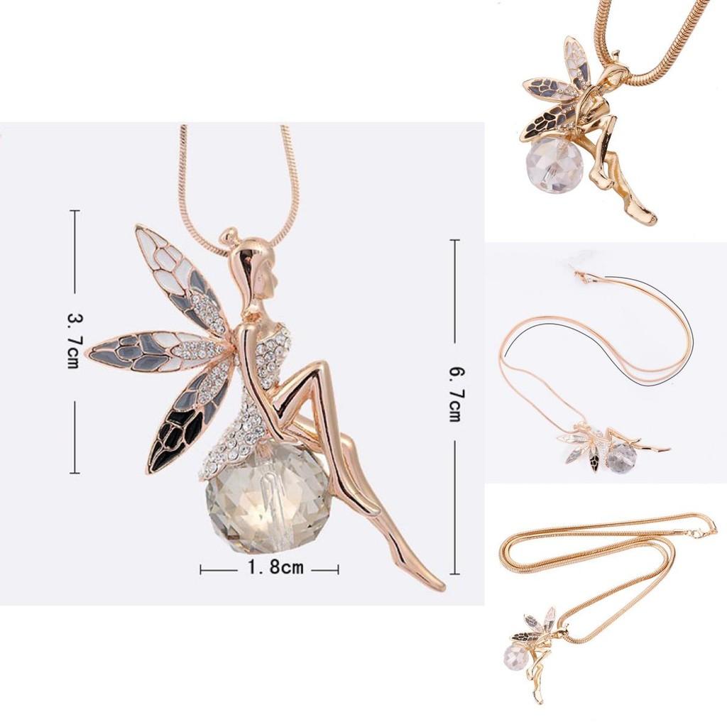 Floral Angel Wing Necklace Alloy Fashion Jewelry Stylish Accessory Gift For Her Birthday Wedding