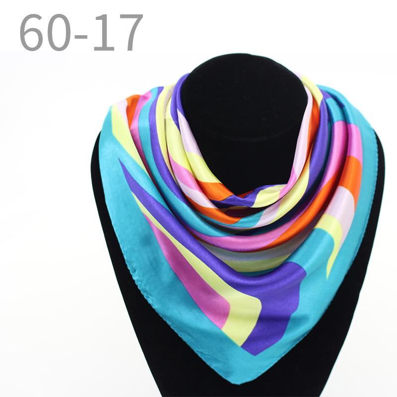New simulated silk scarf, striped women's small square scarf, flight attendant workplace decoration cm spring and summer silk scarf