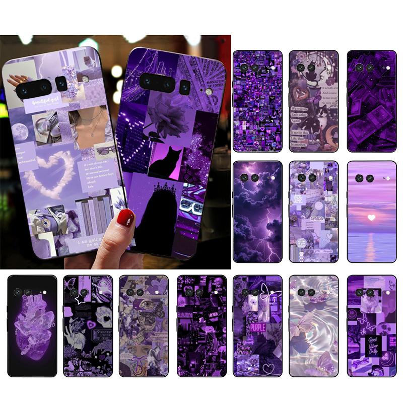 Phone Case For Google Pixel 10 9 Pro XL 9A 8 7 6 Pro Pixel 8A 7A 6A Pixel 8 7 6 5 Purple Aesthtic Case