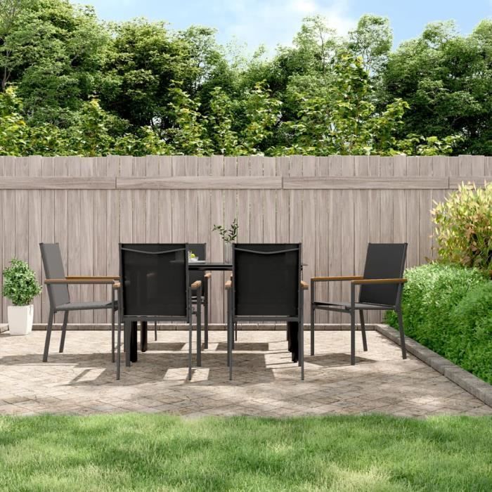 VidaXL Ensemble à manger de jardin 7 pcs noir textilène et acier 3187044