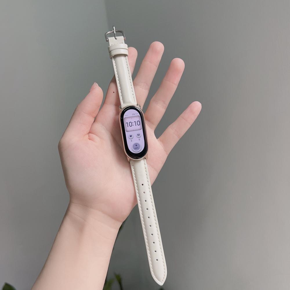 

For Xiaomi Band 9 Leather Watch loop For Xiaomi Band 8 New Design Band For Xiaomi Smart Band 10 NFC Band Accessories For Mi band 9 слоновая кость