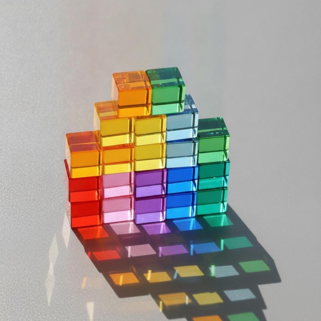 20 Pieces Acrylic Blocks Light-Catching Stacking Block Set Smooth-Edged