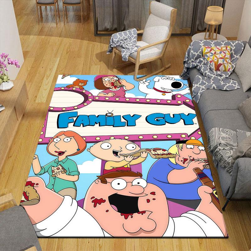 Family Guy Poster Flannel Printed Carpet, Home Sofa Decoration for Living Room & Bedroom, Non‑Slip Play Flannel Floor Mat for Game Room