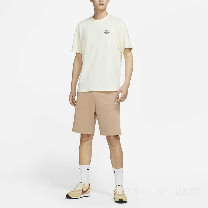 Nike Solid Color Brand Logo Letter Print Crew Neck Short Sleeve T-Shirt Men Tops Beige FD0306-715