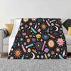 Friendly Galaxy Soft Warm Blanket Sofa/Bed/Travel Love Gifts Galaxy Stars Moon Sun Rocket Spaceship Planets Retro Futurism Mid