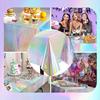 Iridescent Disposable Tablecloth Plastic Waterproof Table Cover Sparkly Table Cloth for Rectangular Table Parties Birthdays Weddings Holiday Decor