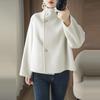 Premium 2025 Petite Double-Sided Wool Tweed Coat for Women - Short Stand Collar Design