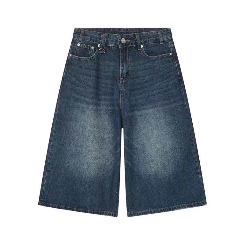 Harajuku Vintage Vysoký pas Černé Retro Prané džínové šortky Dámská móda Ležérní Volný střih Y2K Streetwear Středně dlouhé Krátké
