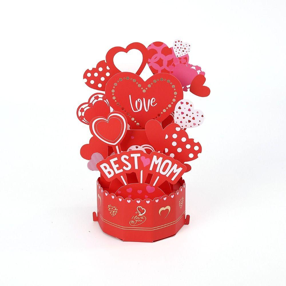 Romantic Mother's Day Greeting Card Blessing with Envelope 3D Award Cup Greeting Cards Creative Paper Sculpture