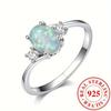 Mode 925 Sterling Silber Oval Weiß Feueropal Ringe für Frauen Hochzeit Engagement Edlen Schmuck Party Geschenke