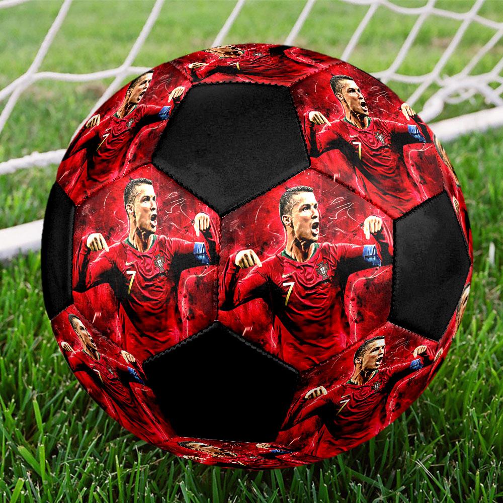 Cristiano Ronaldo CR7 Druck Größe 5 Fußball, Maschinengenähtes PVC, Langlebig & Hoher Rückprall, Für Alle Altersgruppen, Fanartikel, Spiele & Außenbereich.