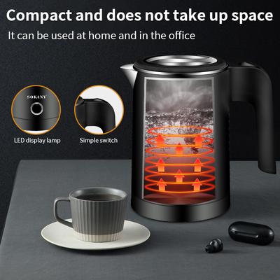 500ML Fast Electric Kettle Household Kettle Double-layer Automatic Power-off Stainless Steel Anti-dry Kettle Kitchen Kettle