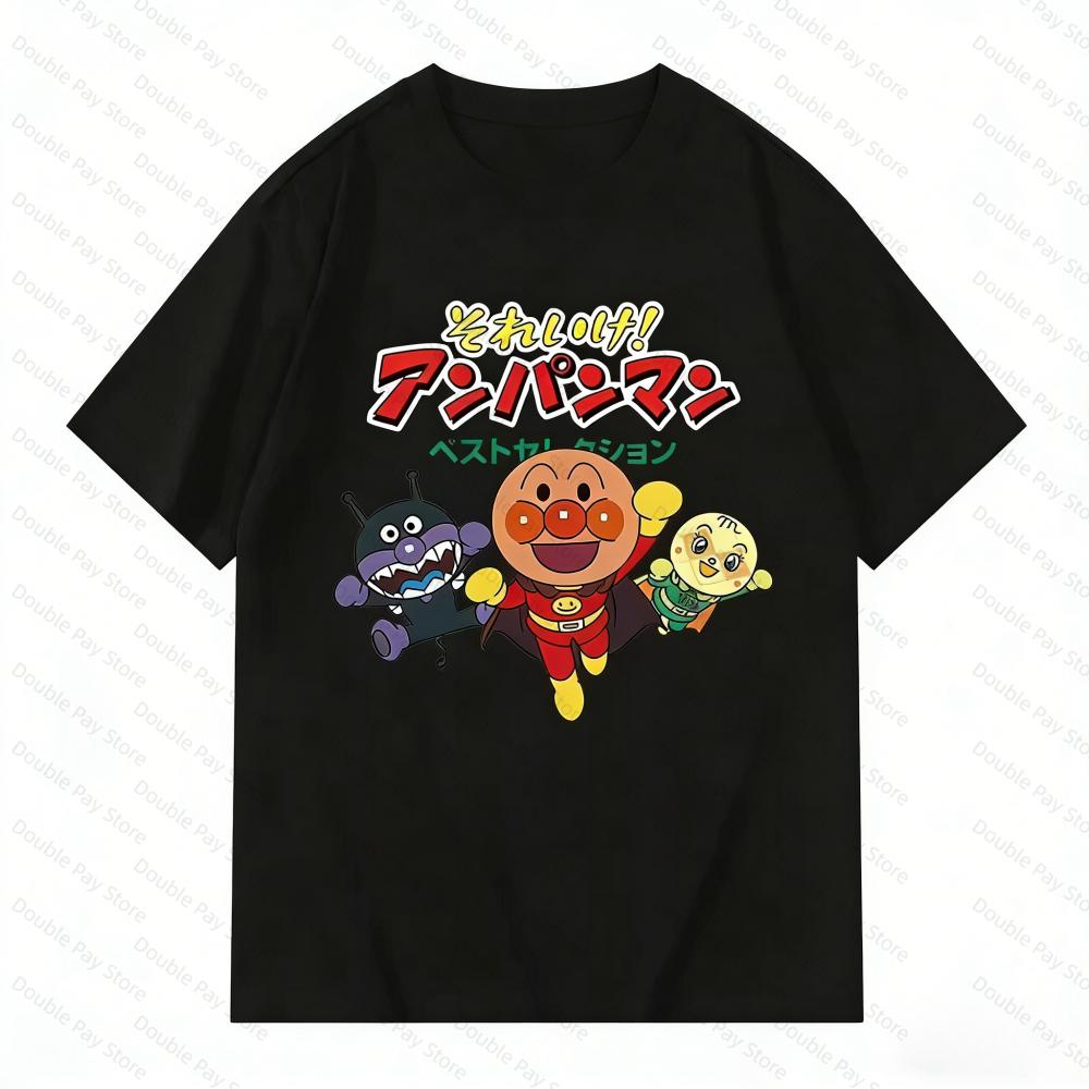 Anpanman Family Cartoon Print Tshirt Casual Unisex Short Sleeve Cotton Tee for Mens Shirt Women tshirt Kids Anime Streetwear