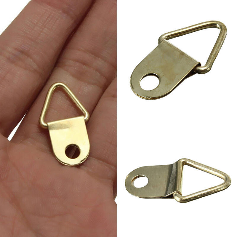 50 Stück / Packung Gold Messing Dreieck Po Bilderrahmen Wandhalter Haken Aufhänger Ring
