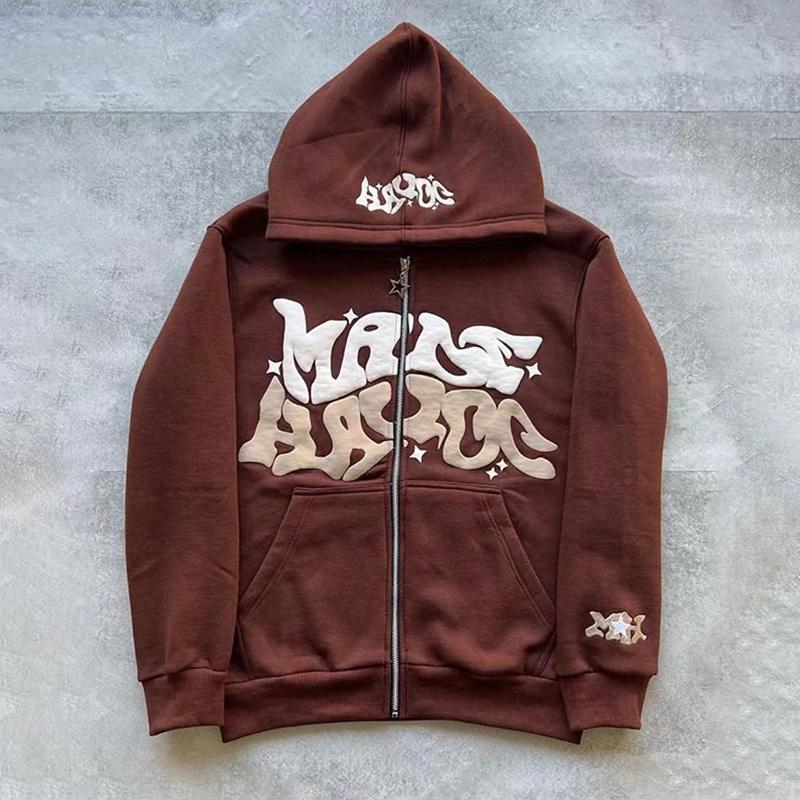 Mikiny s potiskem Y2K Letter Dámské Podzim Zima Harajuku Mikina na zip s kapucí Gotická Hip Hop Oversized bundy Streetwear