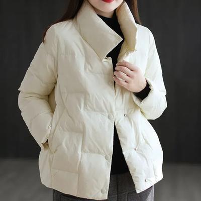 Autumn Winter Women Parkas Korean Fashion Casual O-Neck Solid Pockets Single Breasted Loose Thicken Cardigan Cotton Coats Tops