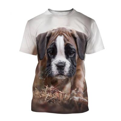 Tricouri de imprimare 3D cu model Boxer Dog pentru bărbați și femei, animale, cățeluș, mânecă scurtă, supradimensionate, Harajuku, topuri, copii, îmbrăcăminte