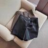 Women's PU Leather High Waist A-line Bootcut Shorts