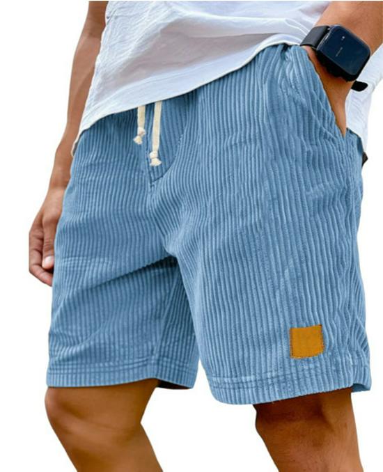 2025 Europäische Herren Retro Bestickte Cord-Spitzenschuhe Lässige Shorts 4XL himmelblaue