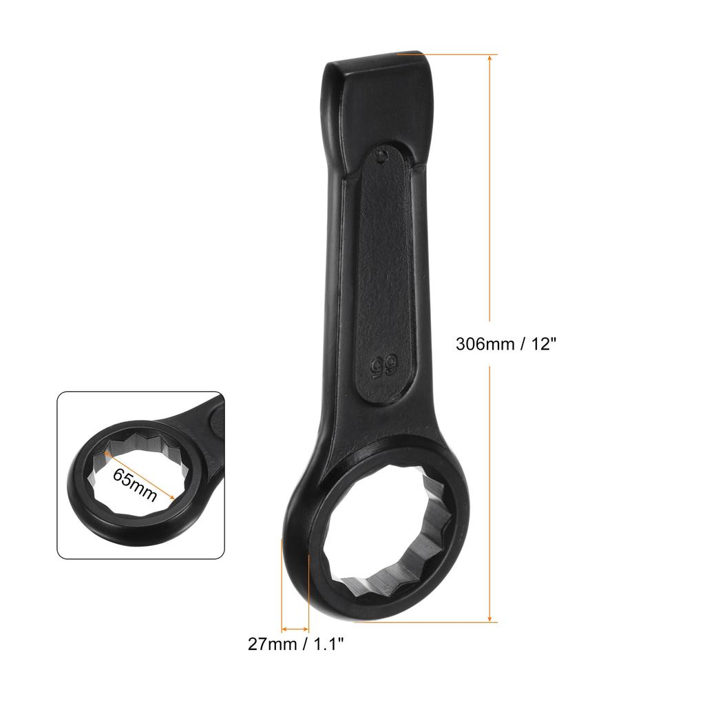 Uxcell 65mm Box End Ring Type High Strength Steel Single Head Hand Tool Wrench, Wrench,