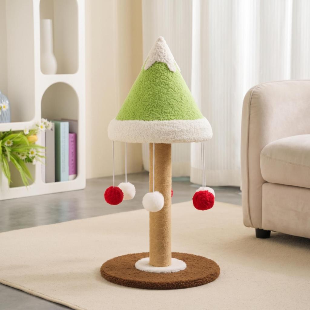 Cat Scratching Post with Toys Cozy Pet Furniture Long-Lasting for Living Room