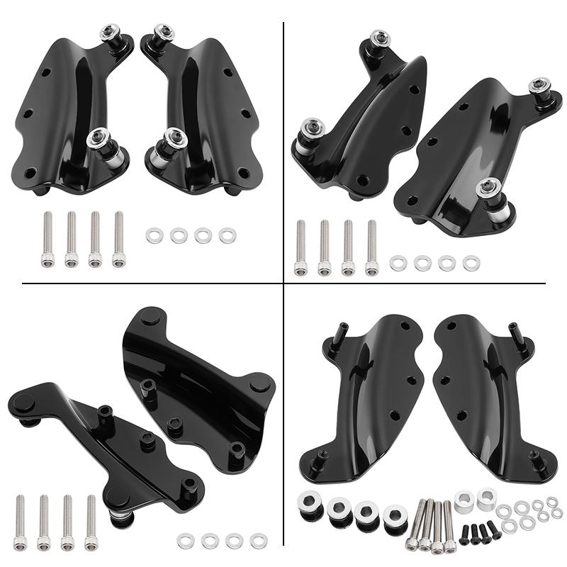 Black Motorcycles Detachable 4 Point Docking Hardware Kit Chrome For Harley Touring Street Glide Road King Electra Glide 2009-up