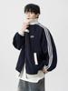 Men's Trendy Retro Patchwork Baseball Jacket with Three Stripes
