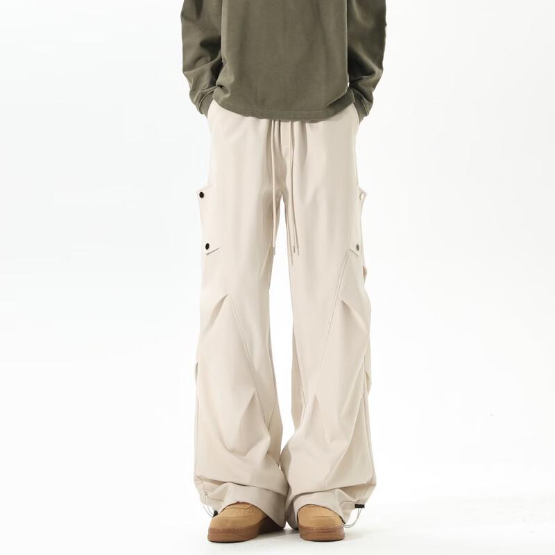 Men's American High-Street Pleated Cargo Pants