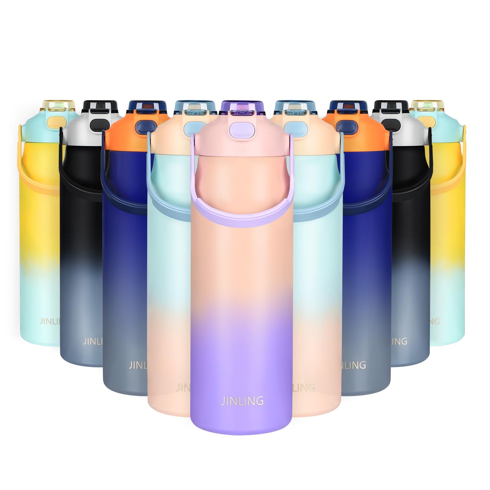 

JINLING Large Capacity Vacuum Insulated Thermos Water Stainless Steel 316 Wide Portable Compatible with Sports Unisex 1.8L Bottle, Mouth, Straw, розовый