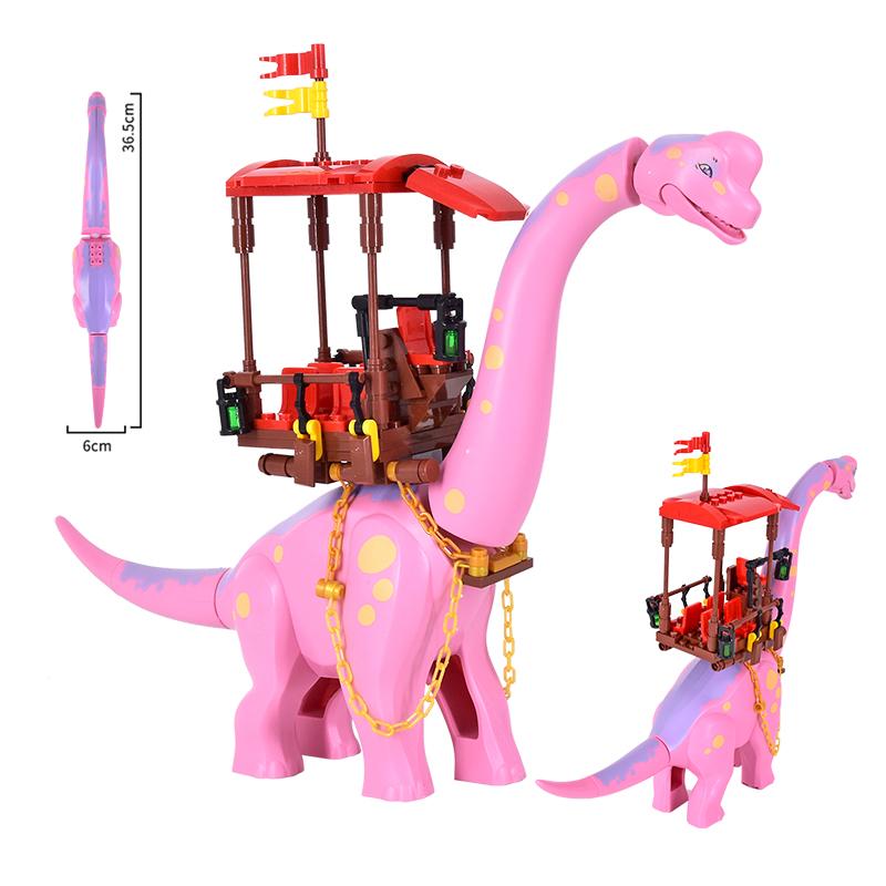 MOC Jurassic Dinosaur World Yellow Brachiosaurus Seat Set Brick Dinosaur Park Character Toy Children's Gift