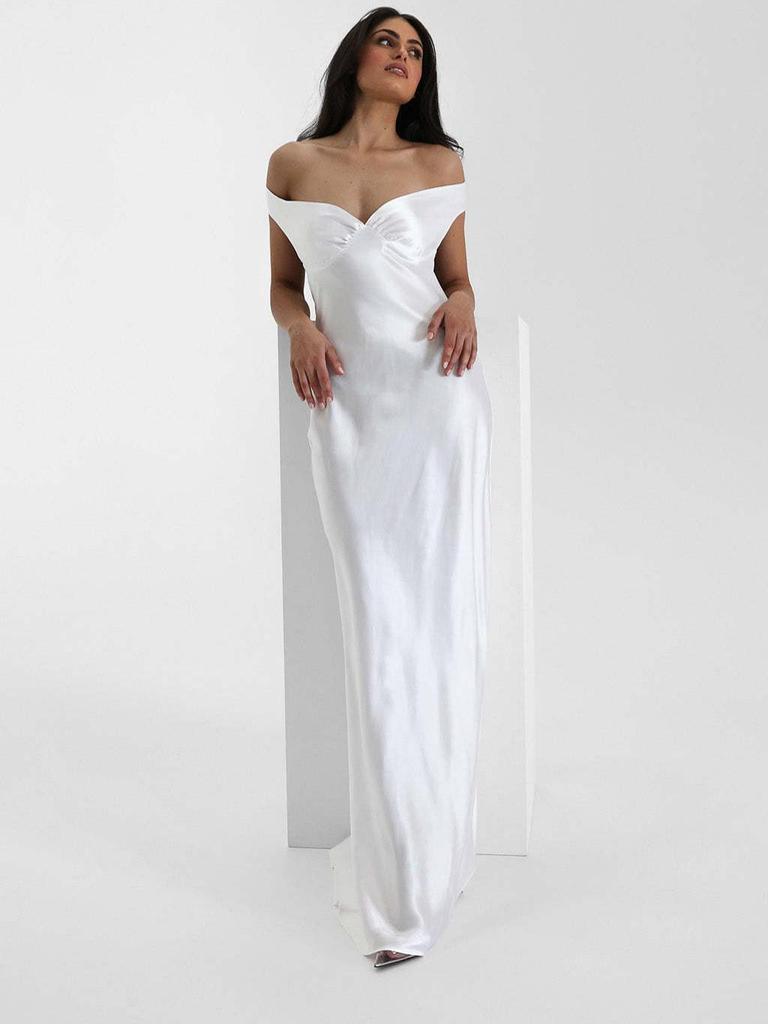 2025 European High-End Off-the-Shoulder Satin Fishtail Evening Gown