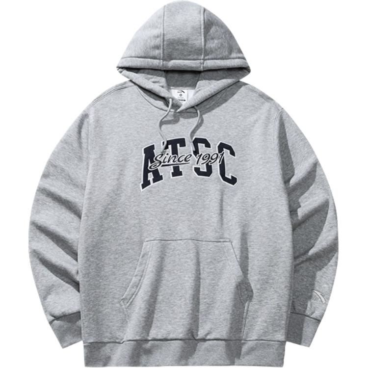 

Anta Comfortable Casual Simple Hooded Loose Sweatshirt Men tops Gray Gray-Floral 152448731N-3 L