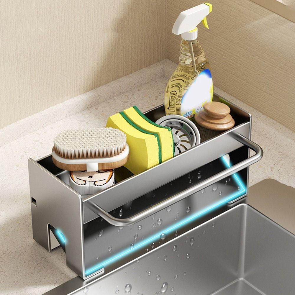 Self-draining Sink Drain Rack Carbon Steel Sink Stand Multifunctional Sink Sponge Holder  Bathroom